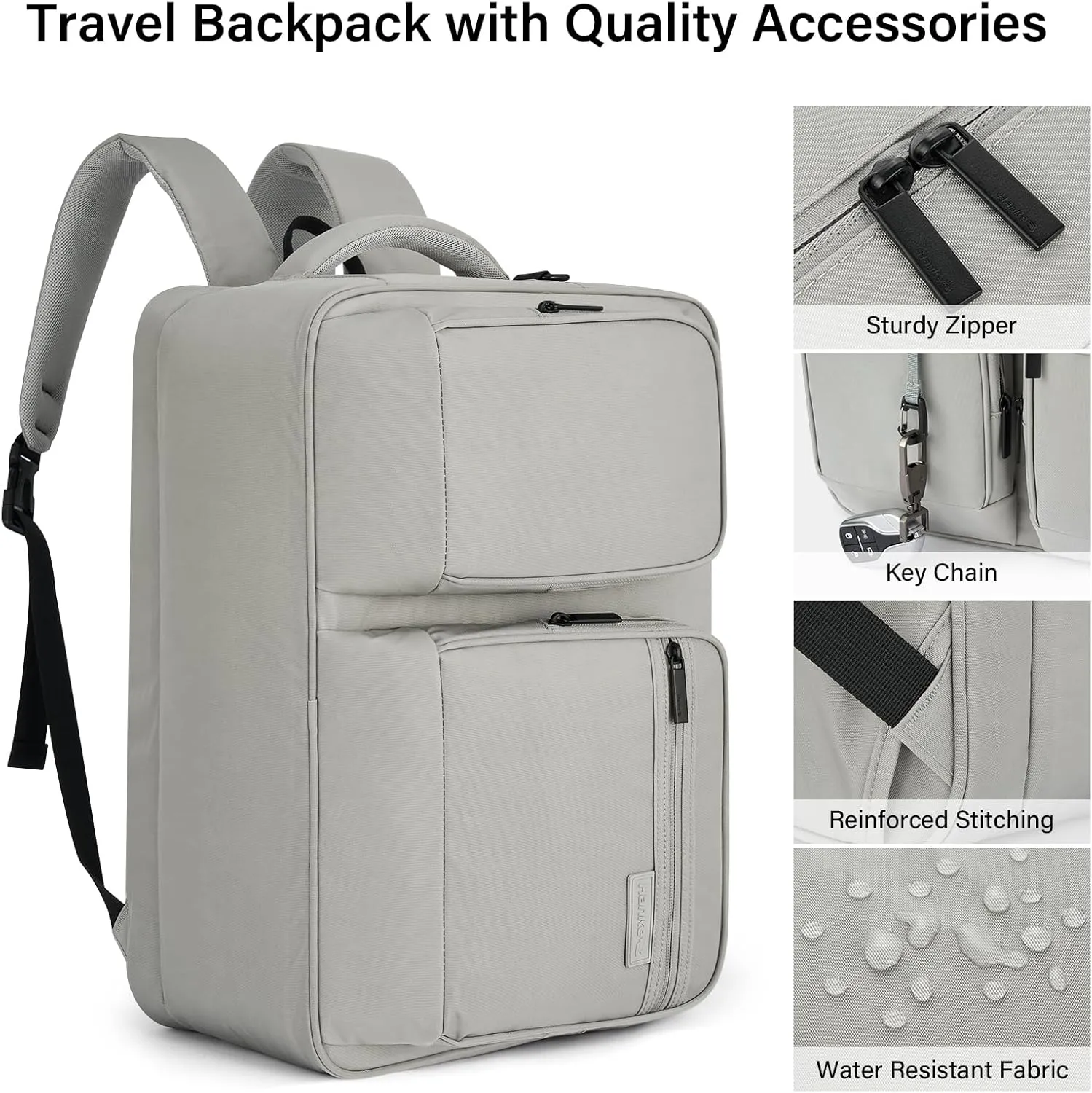 Hanke Multifunctional Carry On Luggage Bag, Personal Item Travel Bag 18x14x8 Airline Approved, Lightweight Under Seat Bags for Airplanes, Overnight Weekender Bags for Women, Rock Grey
