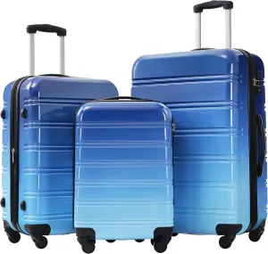 Hardshell 3-Piece Gradient Luggage Set Expandable Luggage Set with 360 Spinner Wheels & TSA Lock - Lightweight Suitcases in 20"/24"/28" Sizes (Light Blue)