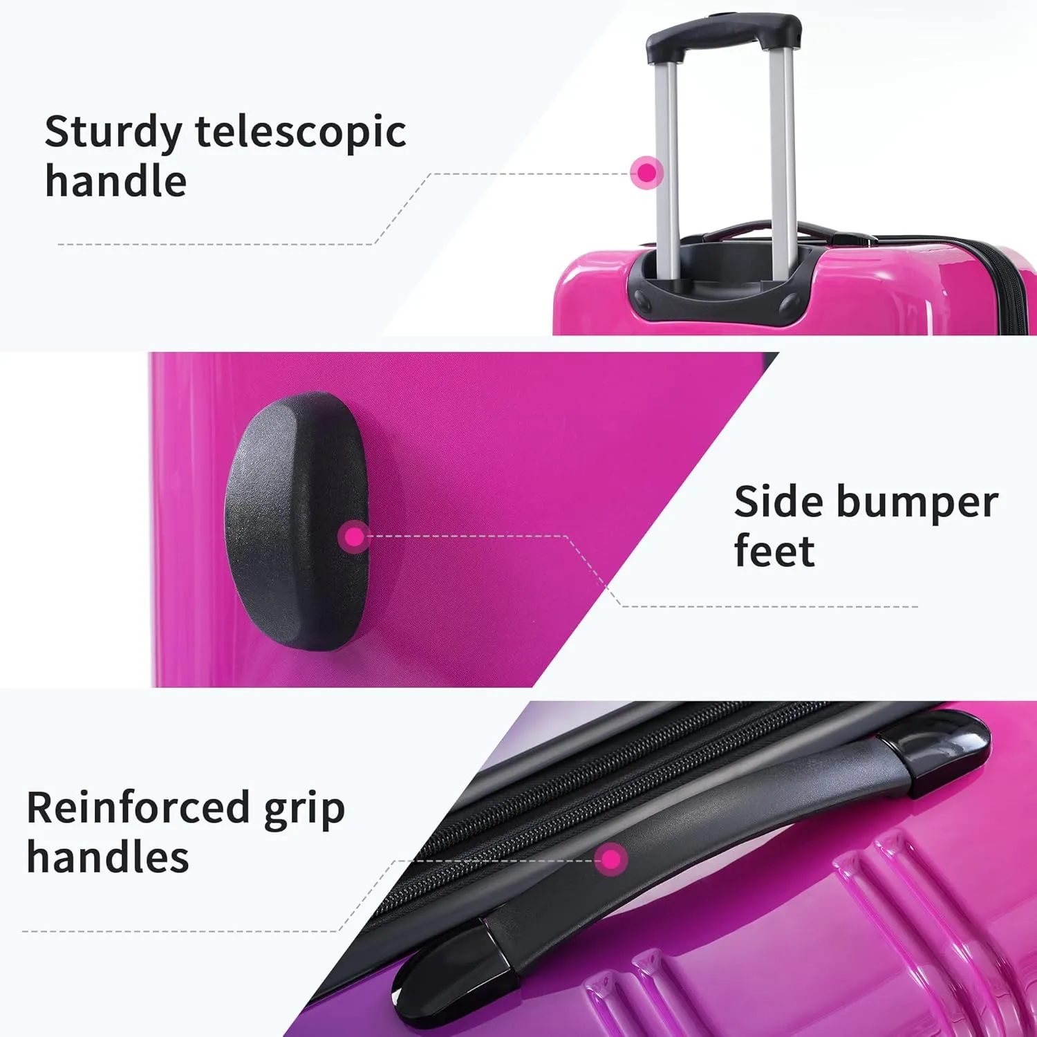 Hardshell 3-Piece Gradient Luggage Set Expandable Luggage Set with 360 Spinner Wheels & TSA Lock - Lightweight Suitcases in 20"/24"/28" Sizes (Purple and Pink)
