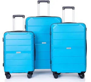 Hardshell Suitcase Spinner Wheels Pp Luggage Sets Lightweight Suitcase with Tsa Lock,3-Piece Set (20,24,28),Light Blue
