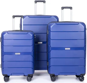 Hardshell Suitcase Spinner Wheels Pp Luggage Sets Lightweight Suitcase with Tsa Lock,3-Piece Set (20,24,28),Navy