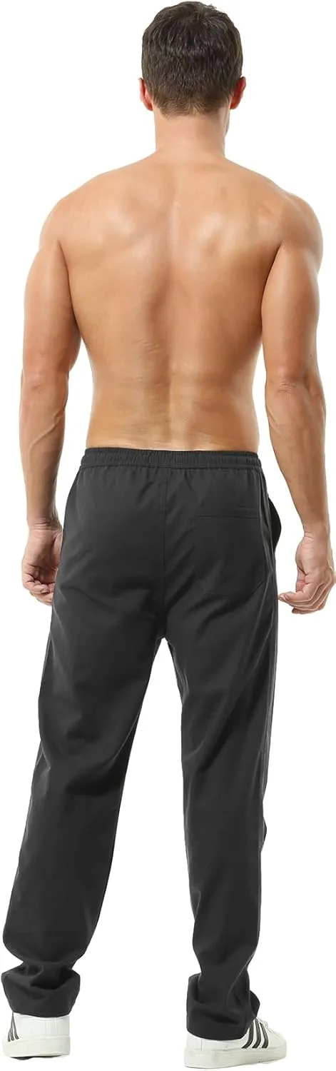 Hoerev Men Casual Beach Trousers Linen Summer Pants
