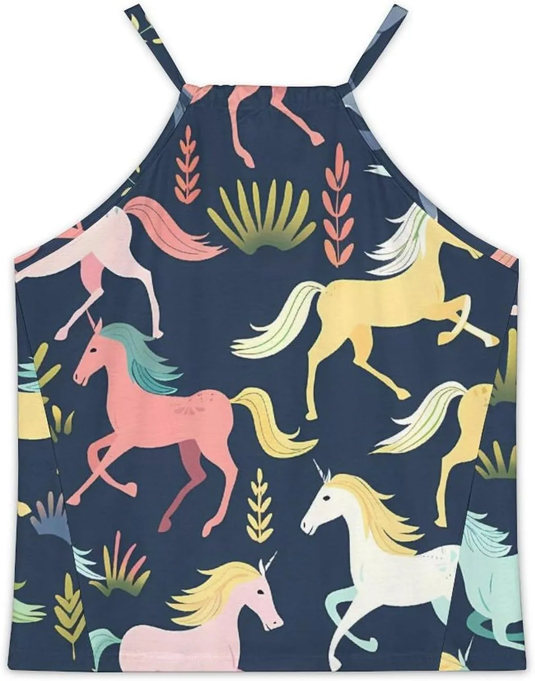 Horses Pattern Women's Tank Top Sleeveless Spaghetti Straps Tie Back Print T-shirt Tops