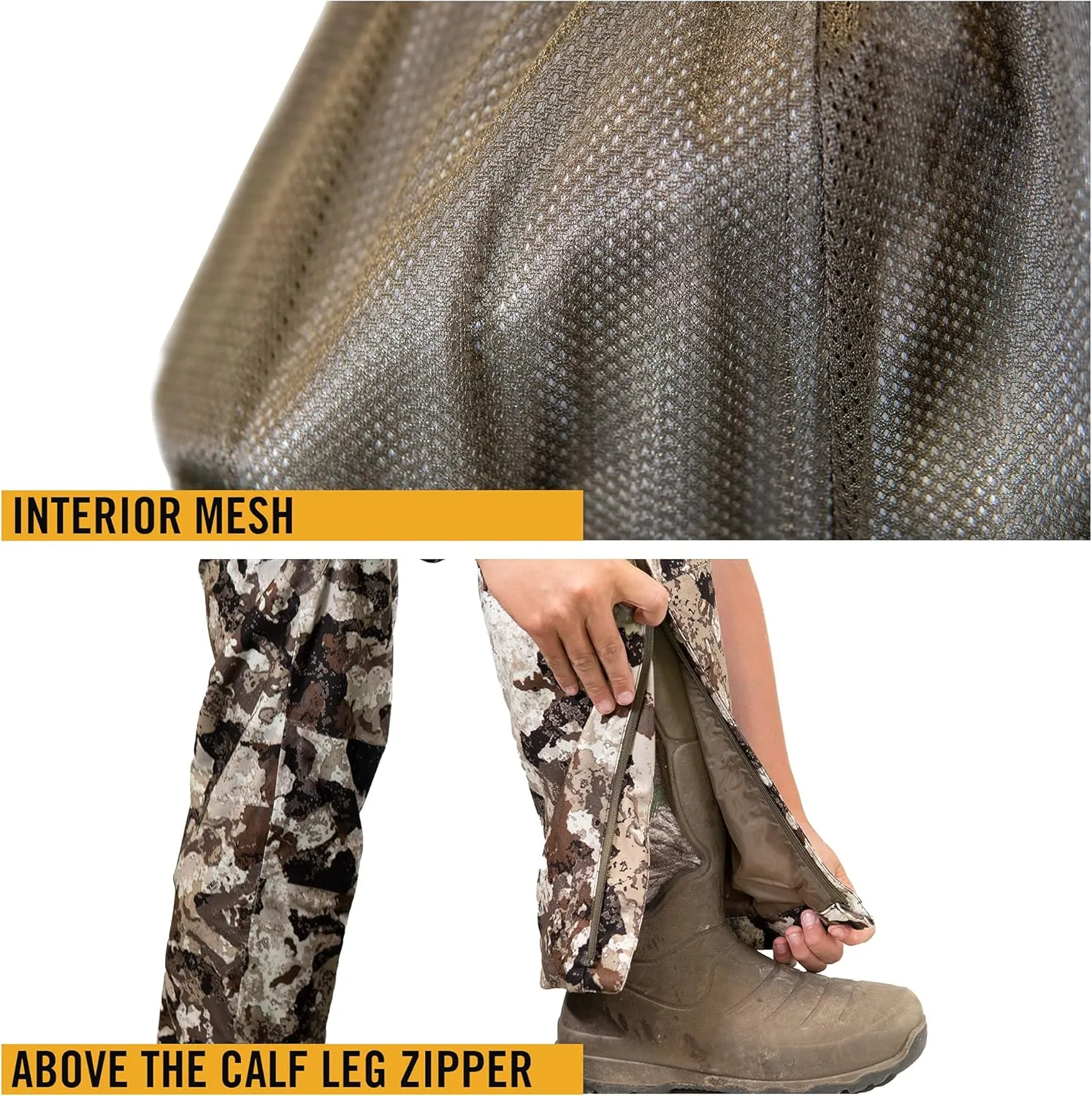 HOT SHOT Mens Camo Rain Pant, Waterproof Ultra-Quiet Pull-On Camouflage Pants for Hunting, Fishing, Hiking, Camping