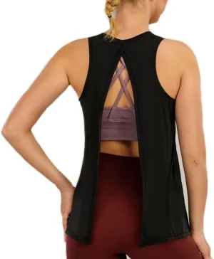 HSQMA Workout Tank Tops for Women Sleeveless Yoga Tops for Women, Quick Dry Fitness Gym T Shirt, Sleeveless Round Neck Loose Fit Yoga Tank Top (Color : Black/, Size : M/)