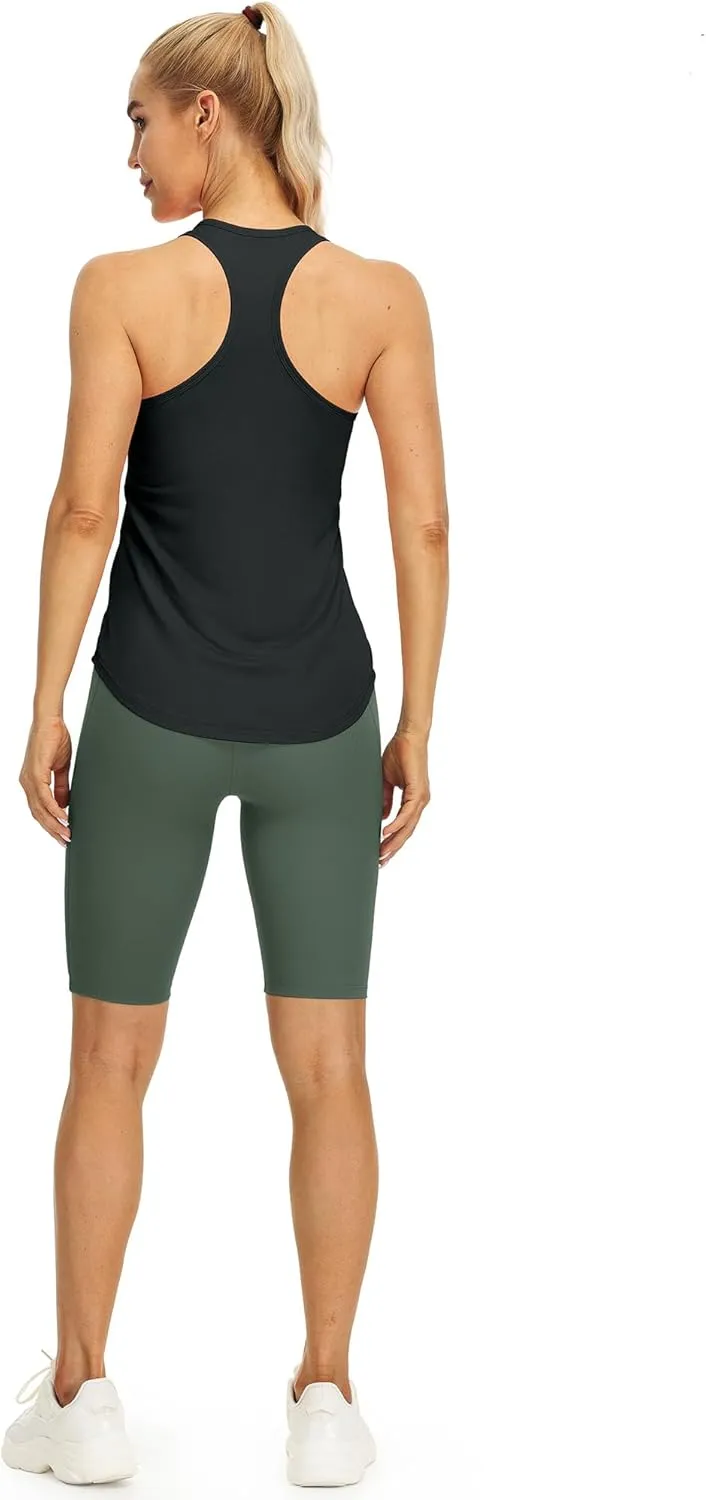 icyzone Women's Racerback High Neck Athletic Tank Tops for Workout Yoga Running (Pack of 3)