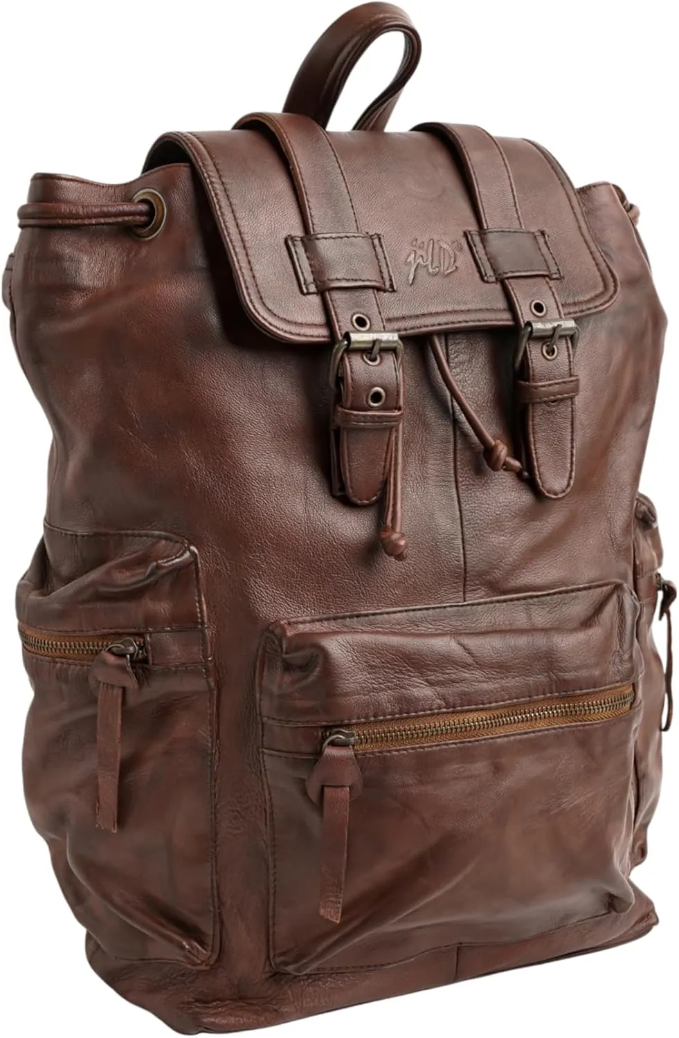 Jild Genuine Leather Backpack for Women or Men Carry-On Travel Backpack Shoulder Hiking Camping Vintage Leather Laptop Bag (Tan)