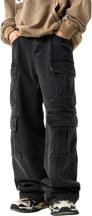 JNCO Men's Baggy Cargo Jeans - Y2K Hip Hop Grunge Loose Fit Streetwear