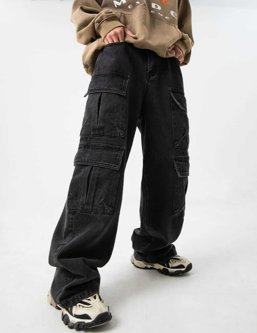 JNCO Men's Baggy Cargo Jeans - Y2K Hip Hop Grunge Loose Fit Streetwear