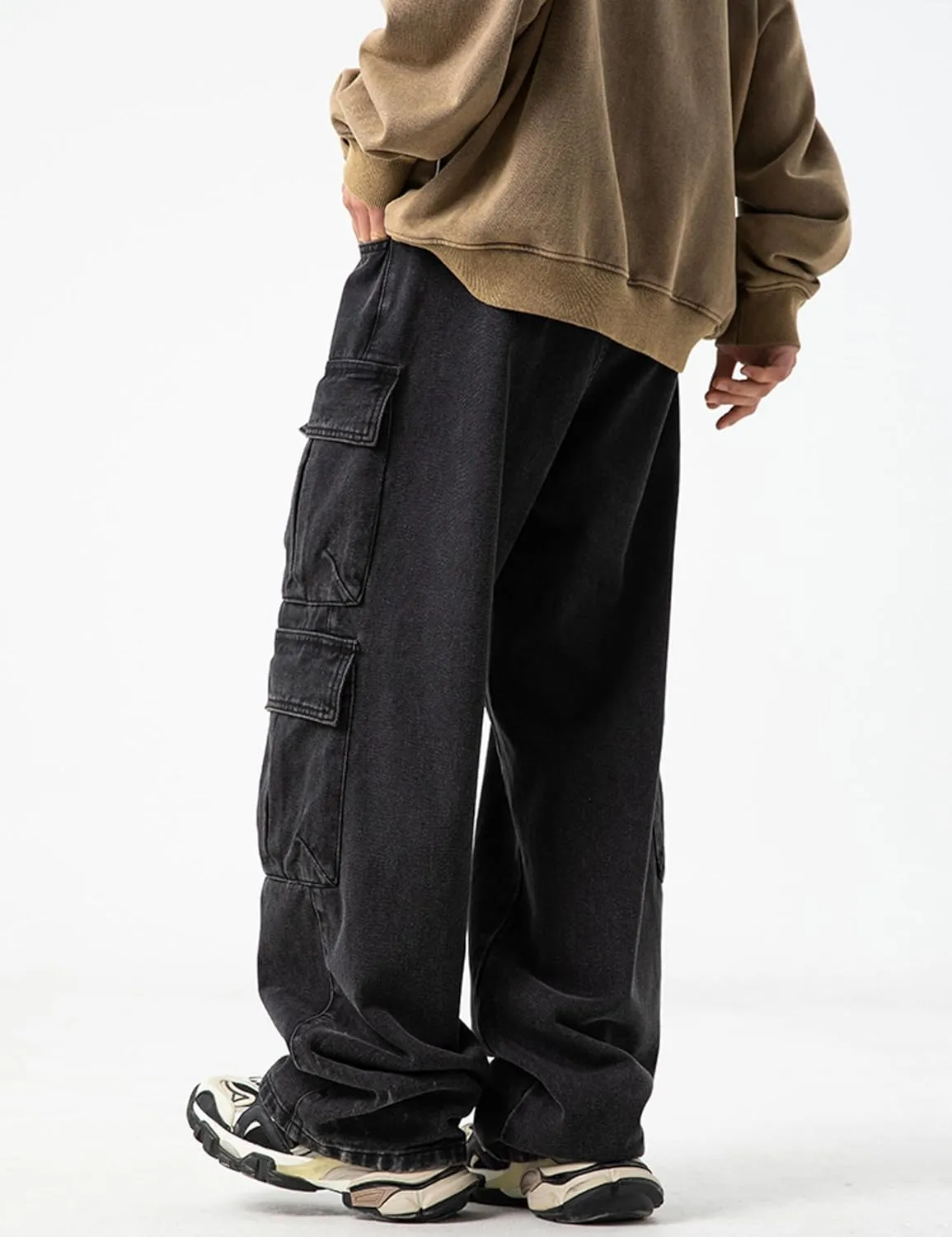 JNCO Men's Baggy Cargo Jeans - Y2K Hip Hop Grunge Loose Fit Streetwear