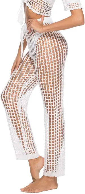 Kistore Womens Crochet Net Hollow Out Beach Pants Sexy Swimsuit Cover Up Pants