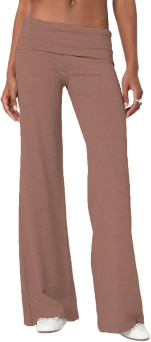 KMBANGI Women Skinny Pants Fold Over Bootcut Stretchy Yoga Flare Leggings Long Y2k Joggers Sweatpants Lounge Streetwear