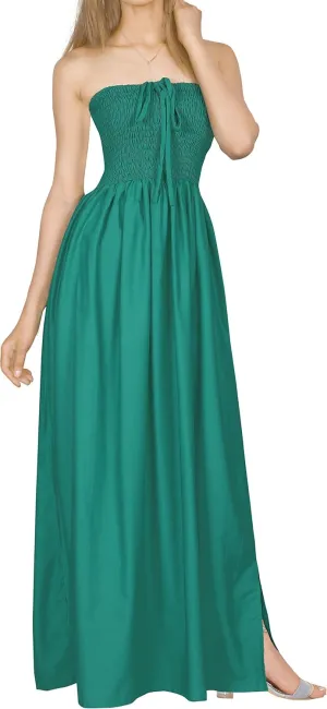 LA LEELA Women's Tube Dress Maxi Solid Smock
