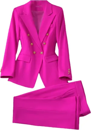 Ladies Winter Slim Fit Work Wear Pant Suit Women Button Formal Jacket Blazer and Trouser 2 Piece Set