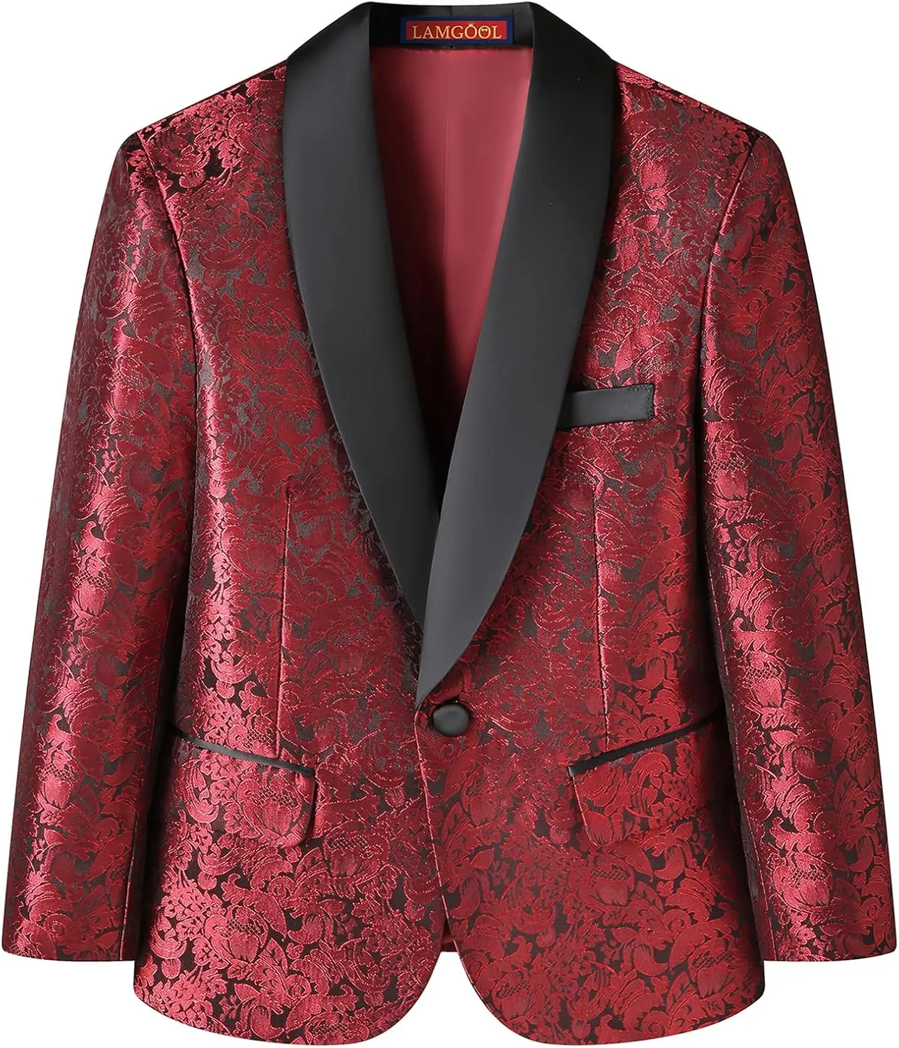 Lamgool Boys Suit 3 Pieces Slim Fit Tuxedo Formal Set with Floral Jacquard Jacket Pant Vest for Wedding Prom Party Size 4-16Y