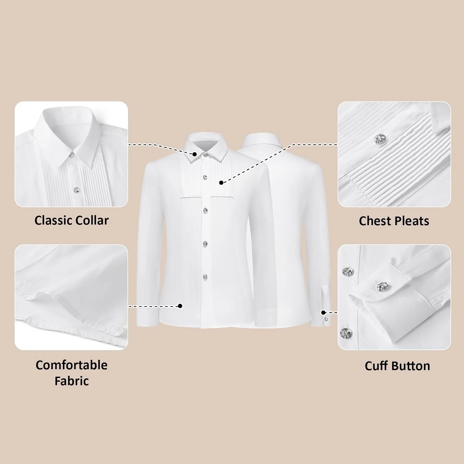 Lamgool Tuxedo Suits for Boys Kids Formal Outfit 4-Piece Set with Sequin Blazer Dress Shirt Black Pants Bow tie Prom Wedding