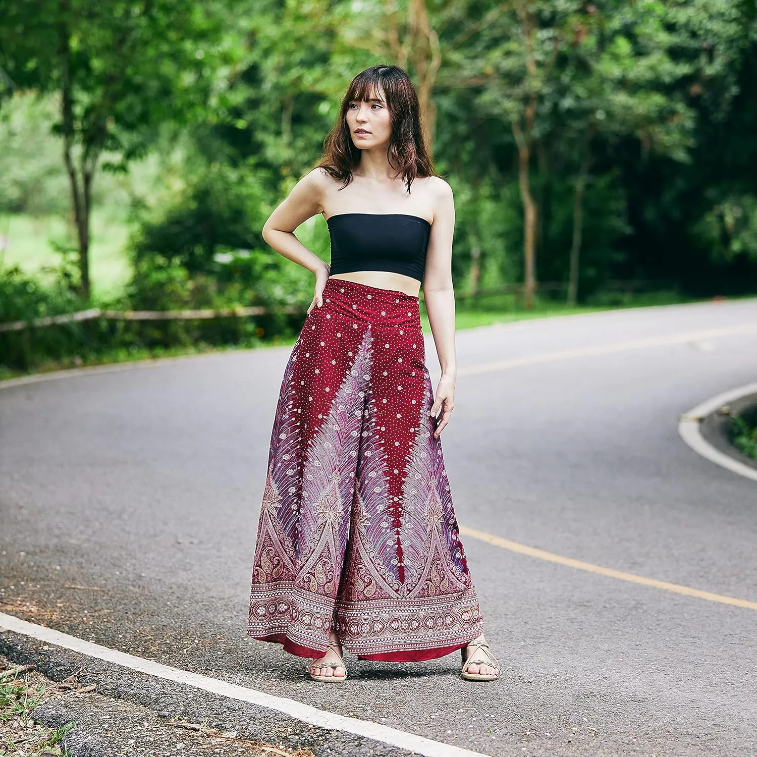 Lannaclothesdesign Palazzo Pants for Women Wide Leg Boho Harem Yoga Pants S M L XL Sizes