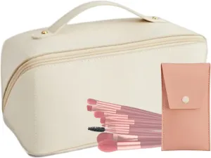 Large Makeup Bag for Women  Travel Toiletry Organizer with Compartments  Waterproof Cosmetic Case for Skincare, Brushes & Accessories  Long Makeup Pouch for Purse or Suitcase