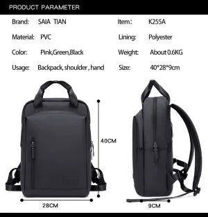 Lightweight Waterproof Travel Backpack for Women  0.6KG, 15-Inch Laptop Compartment, Anti-Theft Design, Durable & Stylish (Pink/Green/Black)