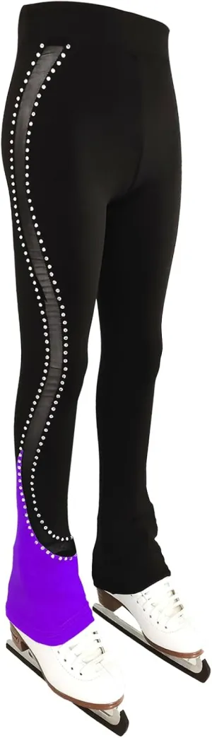 LIUHUO Ice Skating Pants Girls Women Stretchy Mesh Figure Skating Trousers Rhinestones Leggings