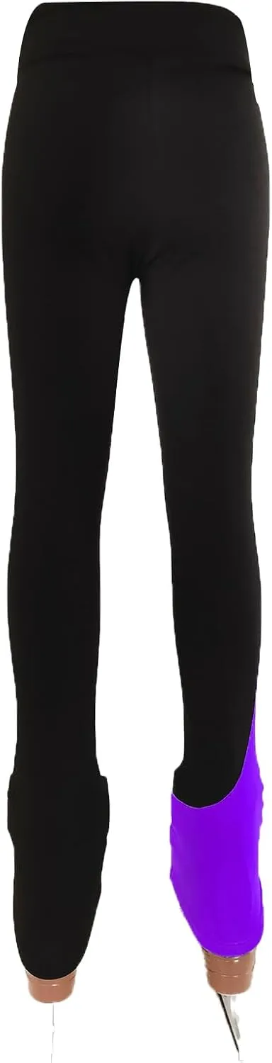 LIUHUO Ice Skating Pants Girls Women Stretchy Mesh Figure Skating Trousers Rhinestones Leggings