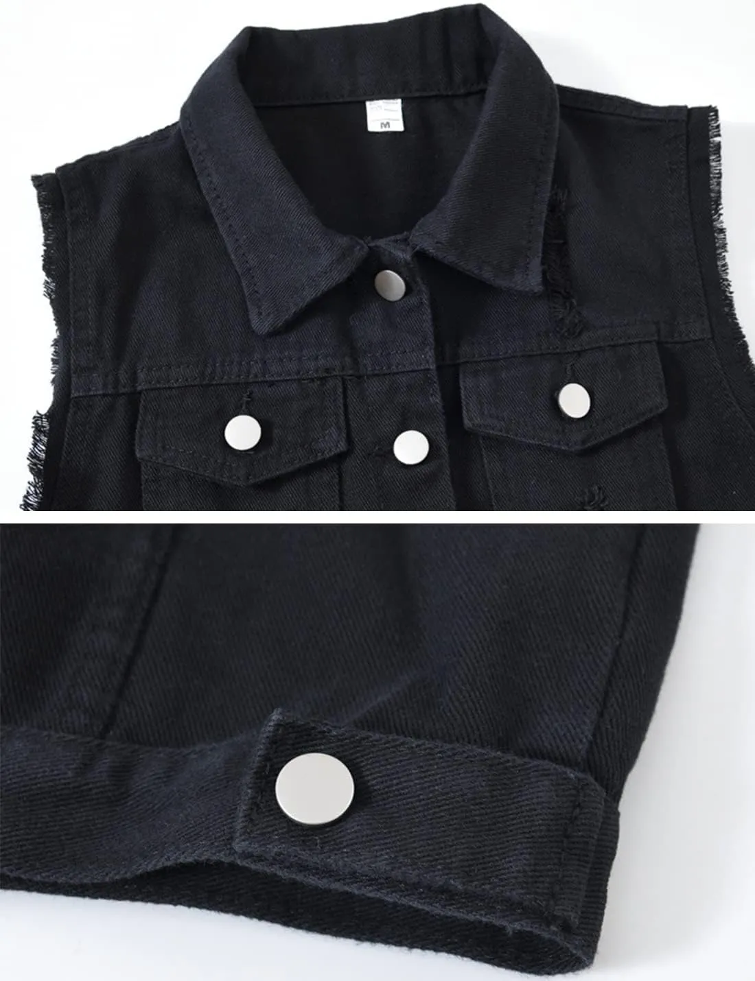 Locachy Women's Casual Denim Vest Jacket Slim Fit Sleeveless Ripped Tops