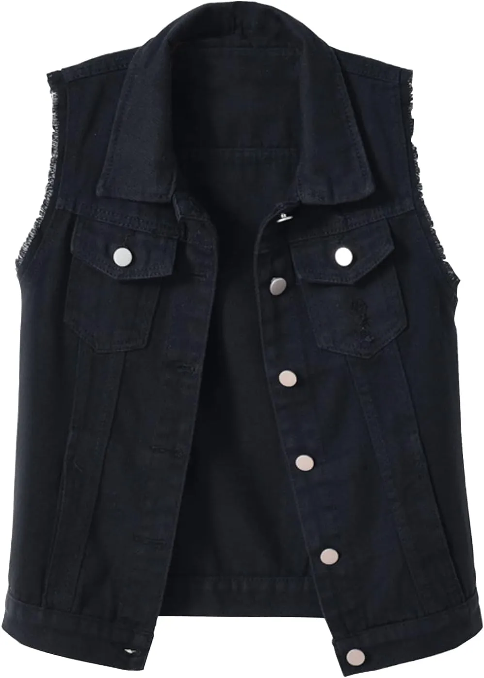 Locachy Women's Casual Denim Vest Jacket Slim Fit Sleeveless Ripped Tops
