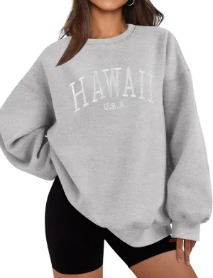 LOMON Oversized Sweatshirt for Women Crewneck Long Sleeve Casual Fleece Tops Graphic Hoodies Pullover Sweater