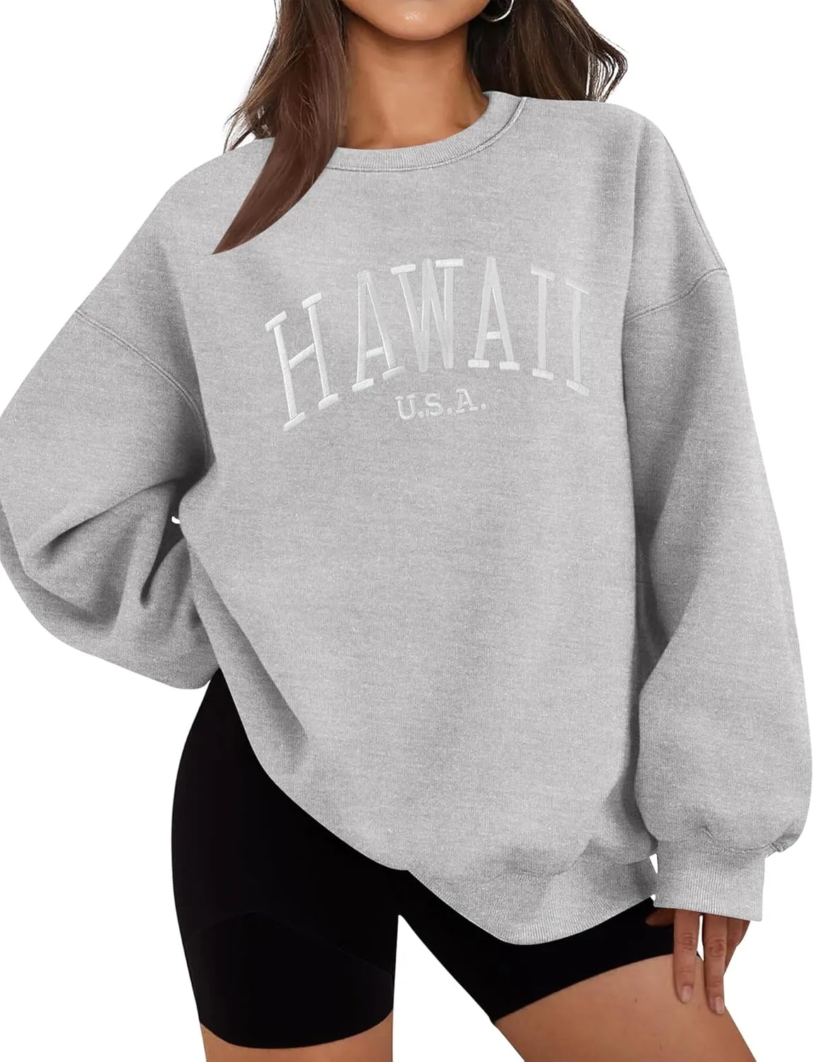 LOMON Oversized Sweatshirt for Women Crewneck Long Sleeve Casual Fleece Tops Graphic Hoodies Pullover Sweater