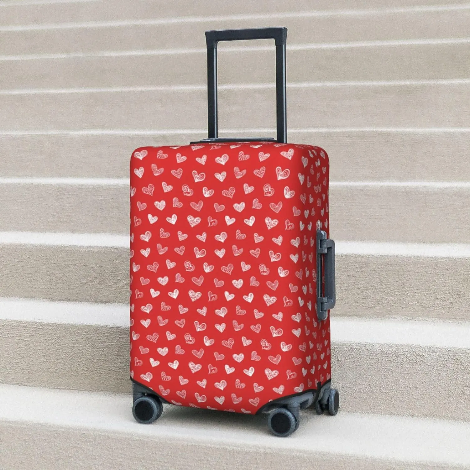 Love Hearts Travel Luggage Covers Elastic Suitcase Protector Washable Baggage Covers