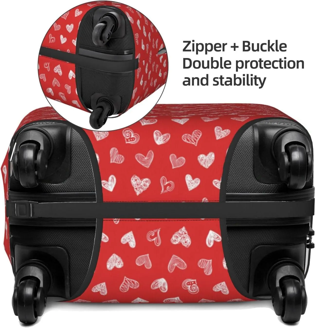 Love Hearts Travel Luggage Covers Elastic Suitcase Protector Washable Baggage Covers