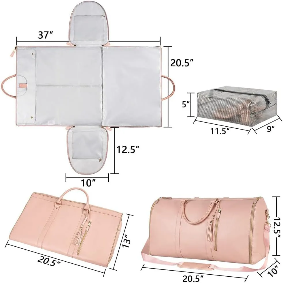 Luux Bags Travel Duffel Bag, Convertible Garment Duffle Bags for Travel, 2 in 1 Hanging Suitcase Suit Foldable Travel Duffel (A)