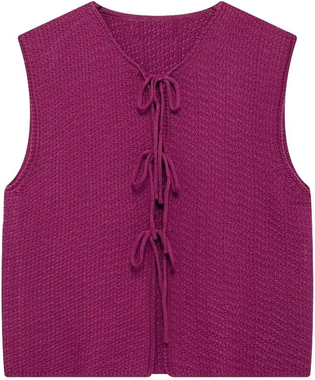 Mansy Women Tie Front Vest Top Y2k Knit V Neck Sleeveless Crop Sweater Tank Vintage Casual Streetwear