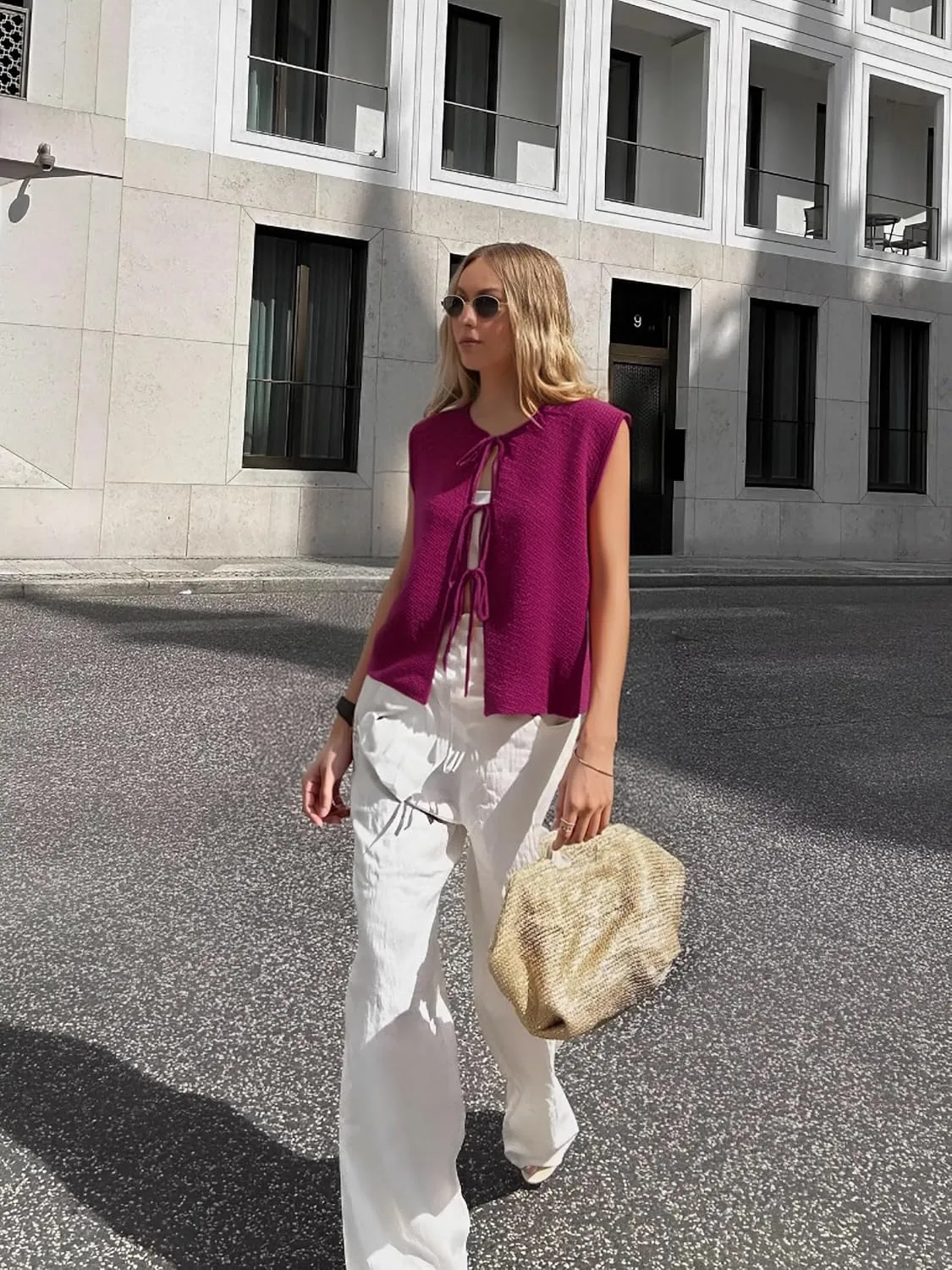 Mansy Women Tie Front Vest Top Y2k Knit V Neck Sleeveless Crop Sweater Tank Vintage Casual Streetwear