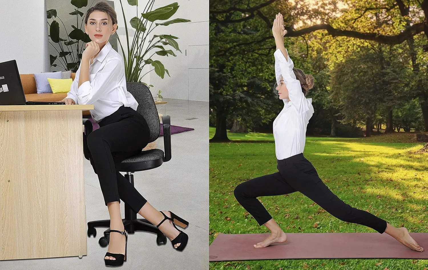 Marycrafts Women's Pull On Stretch Yoga Dress Business Work Pants