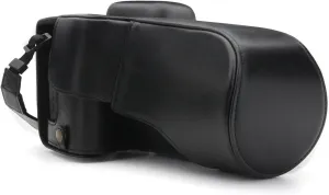 MegaGear MG1226 - Leather Camera Case with Battery Access - T7i, 800D, Kiss X9i, 77D, 9000D (18-135mm) - Black
