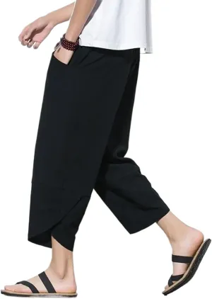 Men Chinese Style Cotton Linen Harem Pants Mens Retro Streetwear Beach Pants Male Casual Summer Trousers