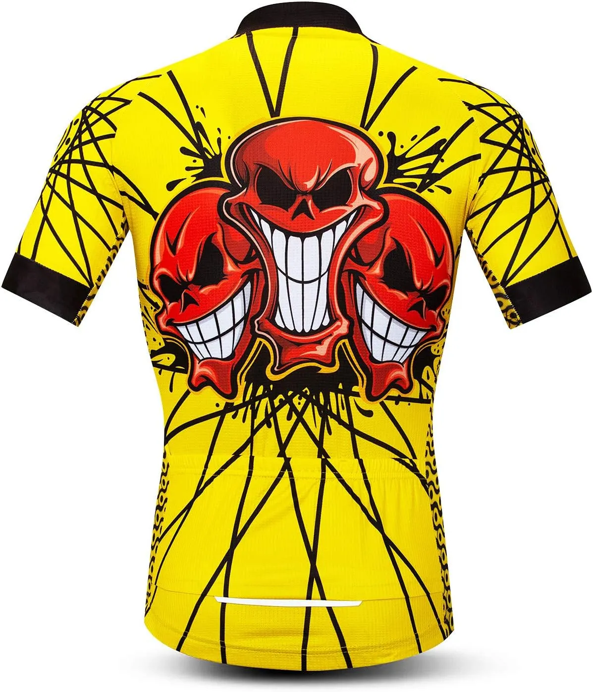 Men Cycling Jersey Skull Bike Short Sleeve Tops Quick-Dry Reflective 3-Pockets S-3XL
