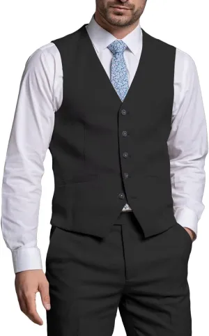 Mens 2 Piece Suit Slim Fit Formal Groomsmen Vest Pants Suit Set Wedding Single-Breasted V-Neck Vest and Pants