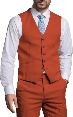 Mens 2 Piece Suit Slim Fit Formal Groomsmen Vest Pants Suit Set Wedding Single-Breasted V-Neck Vest and Pants