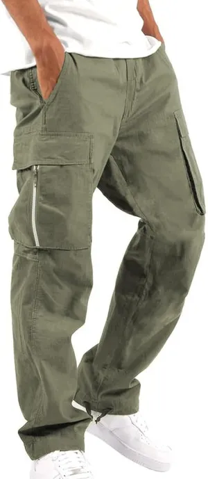 Men's 2025 Summer Casual Cargo Sweatpants, Loose Fit Waist Drawstring Joggers Tactical Pants for Men with Multi Pockets
