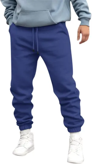 Mens Autumn and Winter High Street Fashion Loose Pants Fleece Lined Sweatpants Active Outdoor Sports Jogger Pants