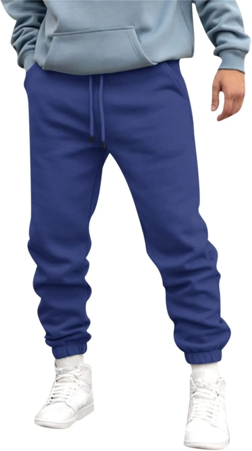 Mens Autumn and Winter High Street Fashion Loose Pants Fleece Lined Sweatpants Active Outdoor Sports Jogger Pants