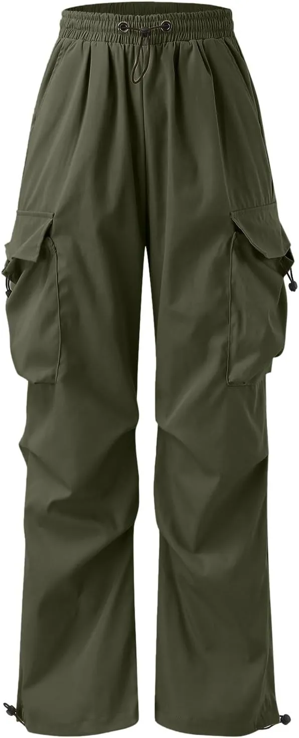 Mens Baggy Cargo Pants, Parachute Pants Causal Loose Fit Joggers, Trendy Harem Pants, Hip Hop Streetwear with Pockets