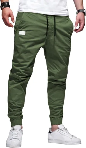 Mens Casual Joggers Pants Elastic Drawstring Chino Cargo Pants Hiking Outdoor Track Sweatpants