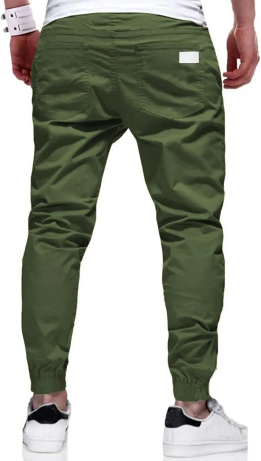 Mens Casual Joggers Pants Elastic Drawstring Chino Cargo Pants Hiking Outdoor Track Sweatpants