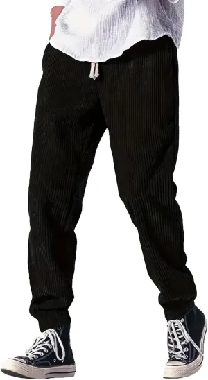 Men's Casual Pants, Beach Summer Elastic Waist Drawstring Pants Lightweight Linen Trousers Ankle Tied Sweatpants for Men