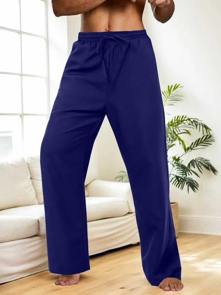 Men's Cotton Yoga Sweatpants Athletic Lounge Pants Open Bottom Casual Loose Sweat Pants for Men with Pockets