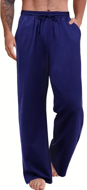 Men's Cotton Yoga Sweatpants Athletic Lounge Pants Open Bottom Casual Loose Sweat Pants for Men with Pockets
