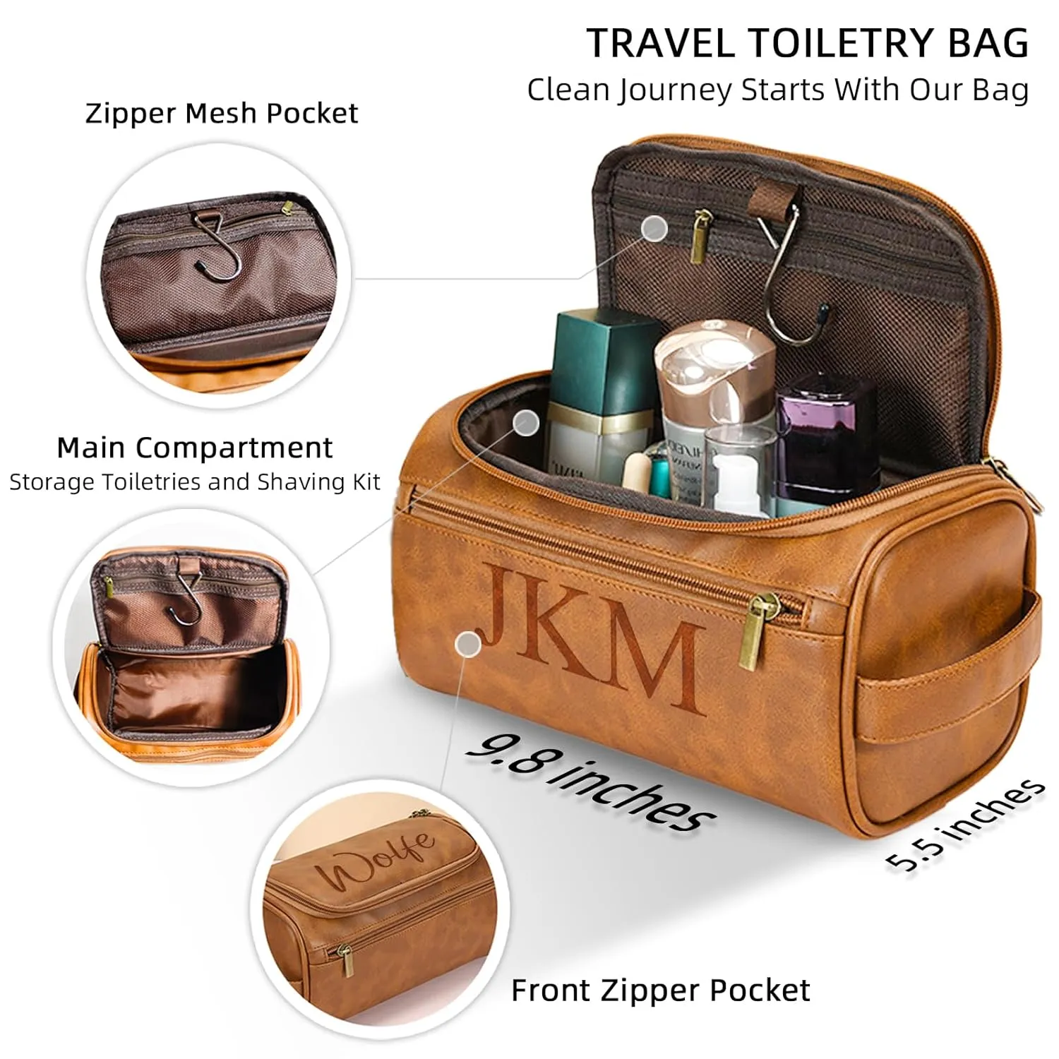 Men's Customizable Hanging Toiletry bag for man Dopp Kit Bag for Travel, Wedding Groomsmen Gifts, Father's DayChristmas Birthday Presents for Dad, Husband, GrandpaLover
